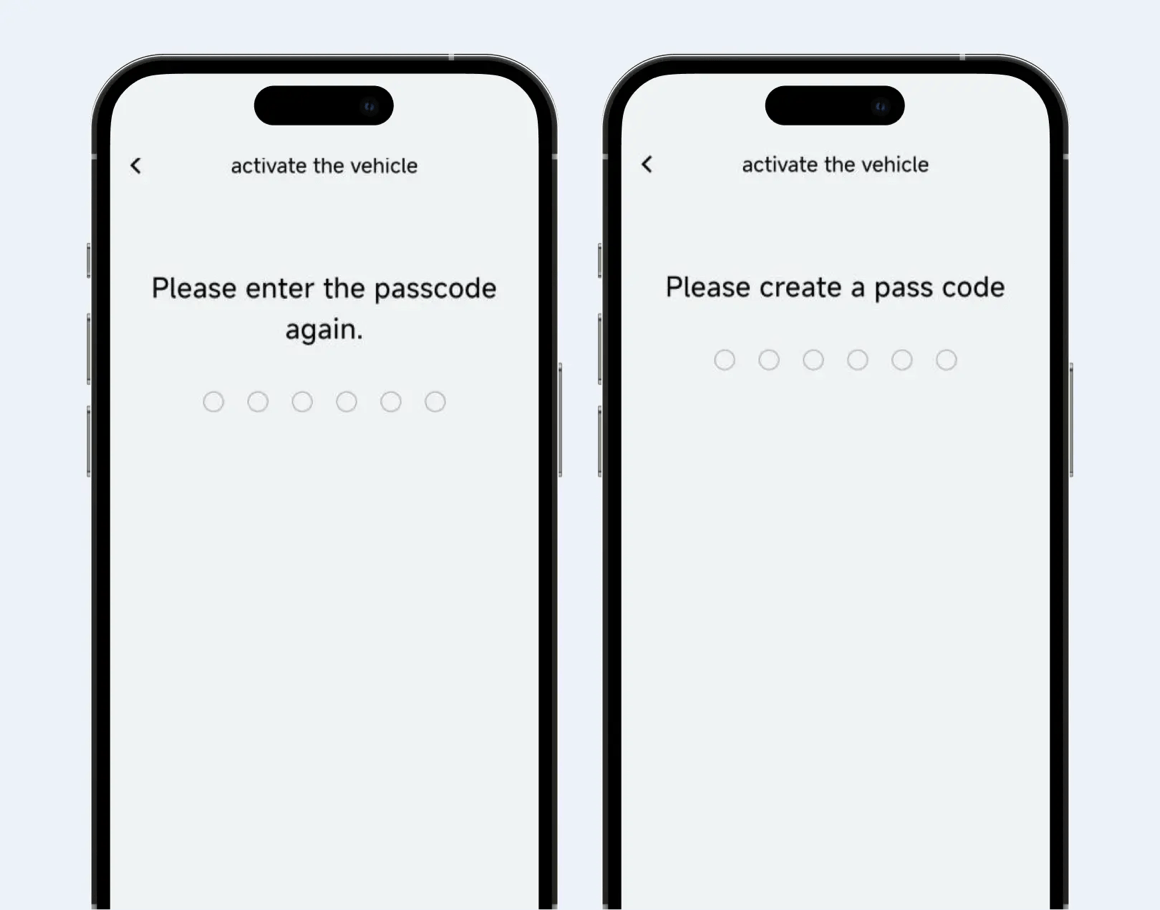 Vehicle Passcode Activation from Chery mobile app
